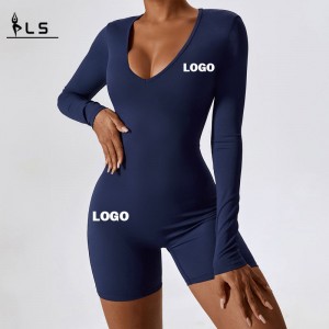 SC1079 OEM Niestandardowe logo Szybkie suche body z długim rękawem trening siłowni Romper BodyCon Activewear One Piece Joga Tosit
